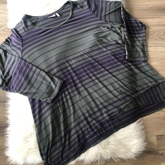 LOGO by Lori Goldstein Tops - LOGO by Lori Goldstein Striped Long Sleeve Top 3X